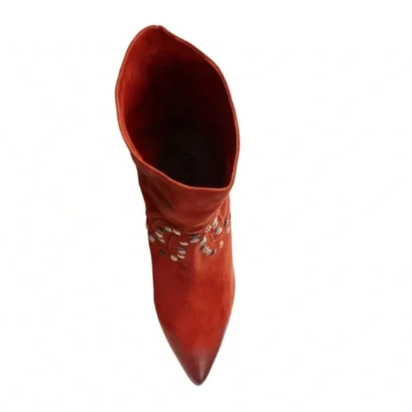NEW Free People Dakota Studded Suede Western Boot in Ginger Snap Sz. 39.5 (9.5) - Picture 5 of 5